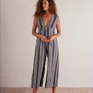 The Odells Paloma Stripe Plunge Neck Jumpsuit